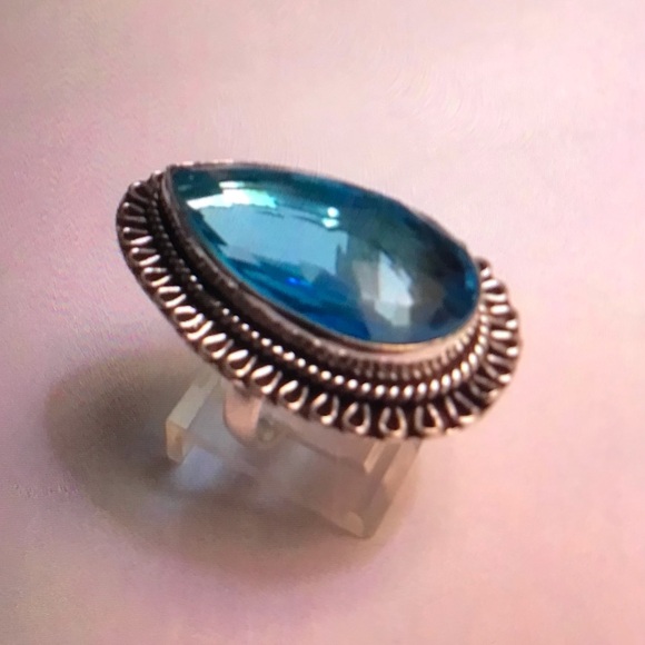 Blue Topaz 925 Sterling Silver Ring - Picture 1 of 2